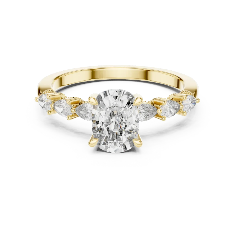 Ethereal Cushion Cut and Pear Multi-Stone Solitaire Ring - Image 2