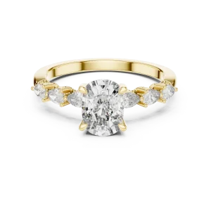 Ethereal Cushion Cut and Pear Multi-Stone Solitaire Ring - Image 2