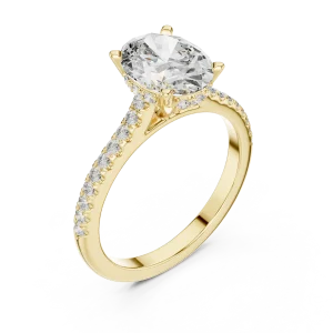 Ethereal Oval Cut Pavé-Set Solitaire Ring
