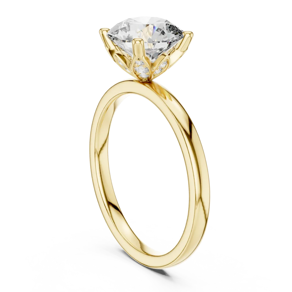 Essence Round Brilliant Solitaire Cathedral Engagement Ring - Image 3
