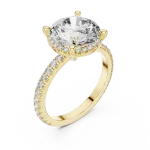 Ethereal Round Brilliant Pavé-Set Solitaire Engagement Ring