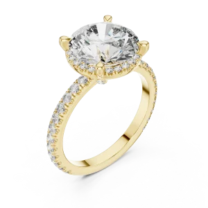 Ethereal Round Brilliant Pavé-Set Solitaire Engagement Ring