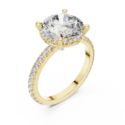 Ethereal Round Brilliant Pavé-Set Solitaire Engagement Ring
