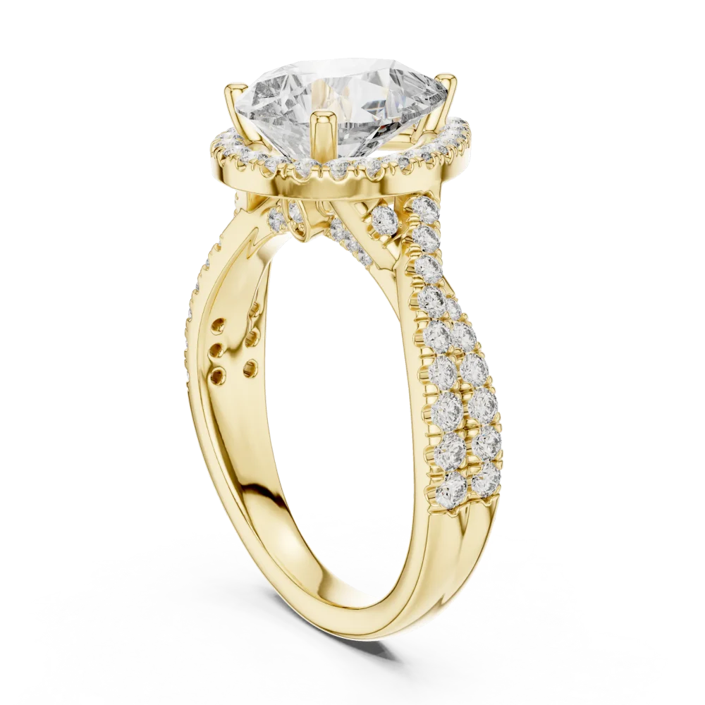 Ethereal Pear Cut Pavé-Set Halo Solitaire Ring - Image 3