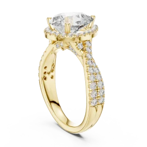 Ethereal Pear Cut Pavé-Set Halo Solitaire Ring - Image 3