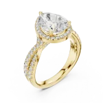 Ethereal Pear Cut Pavé-Set Halo Solitaire Ring