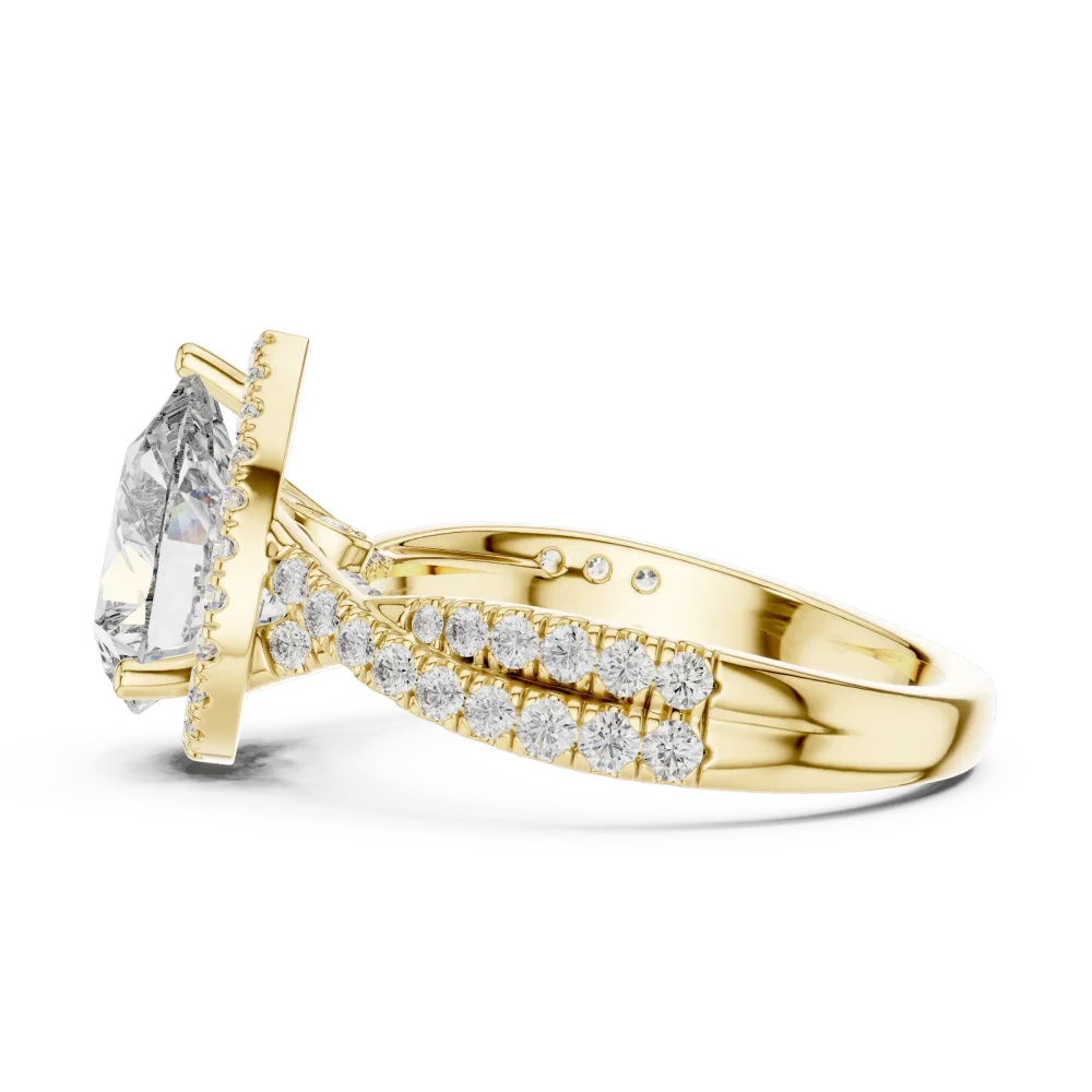 Ethereal Pear Cut Pavé-Set Halo Solitaire Ring - Image 4