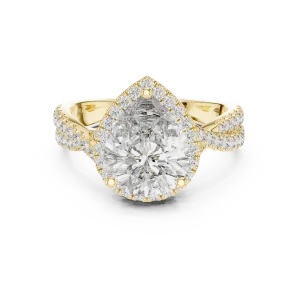 Ethereal Pear Cut Pavé-Set Halo Solitaire Ring - Image 2