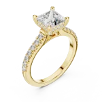 Ethereal Princess Pavé-Set Solitaire Engagement Ring