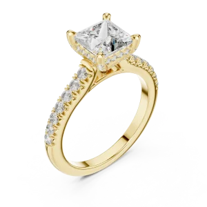 Ethereal Princess Pavé-Set Solitaire Engagement Ring