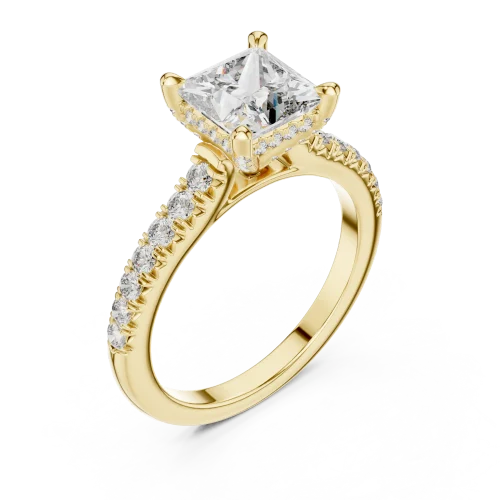 Ethereal Princess Pavé-Set Solitaire Engagement Ring