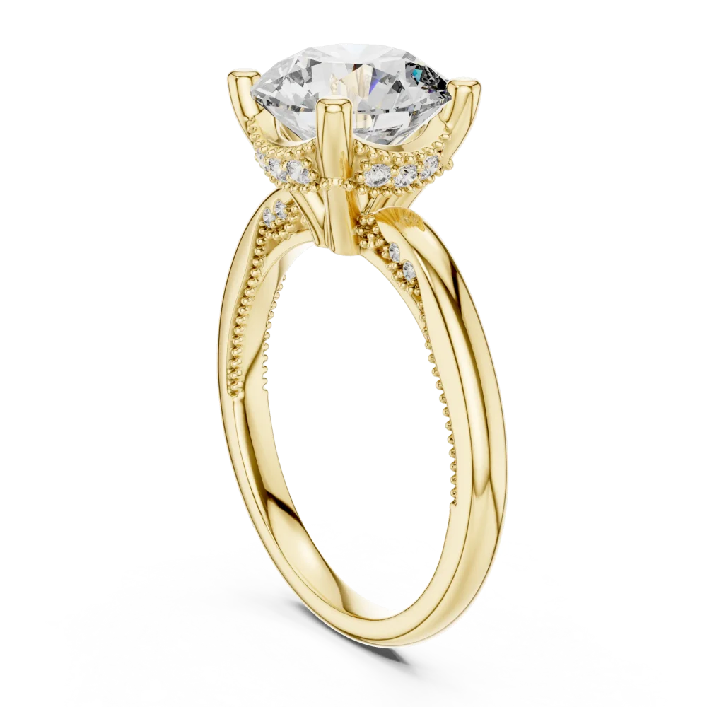 Ethereal Round Brilliant Hidden Halo Solitaire Ring - Image 3