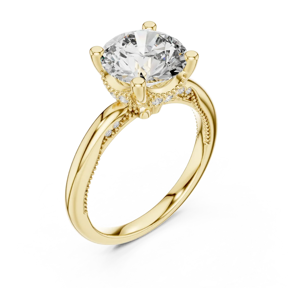 Discover the Ethereal Solitaire Ring, featuring a brilliant-cut DIAMEUR diamond set in a modern hidden halo. Elevate your collection today.