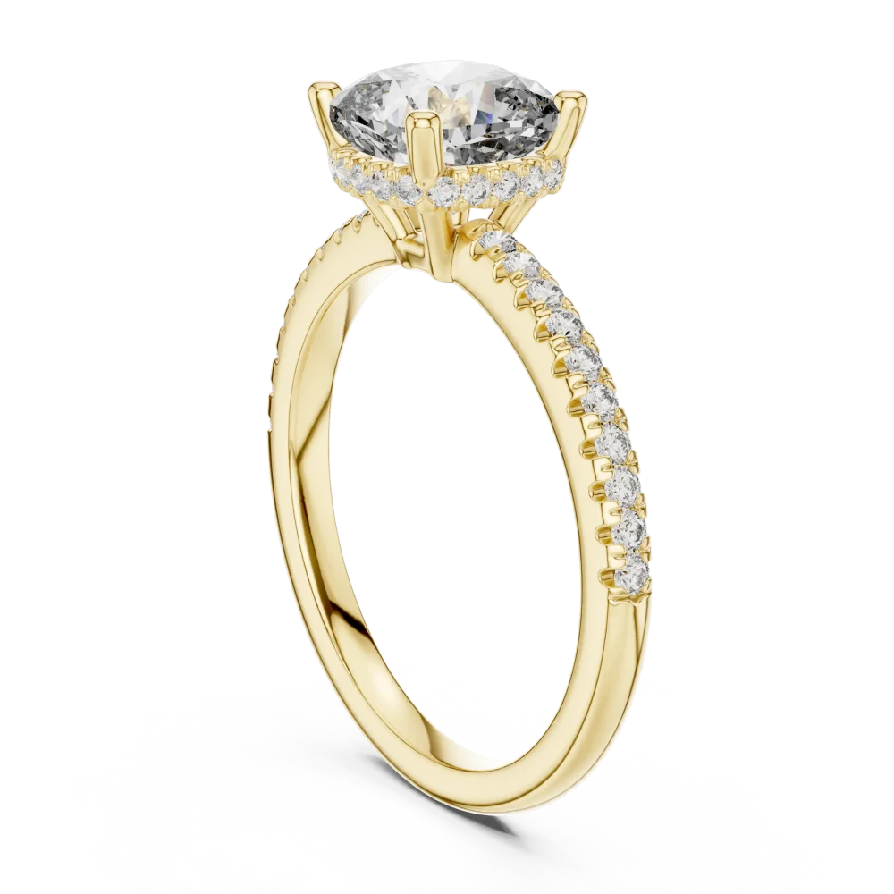 Ethereal Cushion Cut Pavé-Set Hidden Halo Solitaire Ring - Image 3