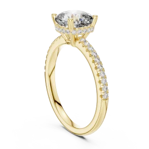 Ethereal Cushion Cut Pavé-Set Hidden Halo Solitaire Ring - Image 3