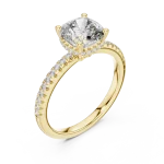 Ethereal Cushion Cut Pavé-Set Hidden Halo Solitaire Ring