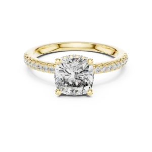 Ethereal Cushion Cut Pavé-Set Hidden Halo Solitaire Ring - Image 2