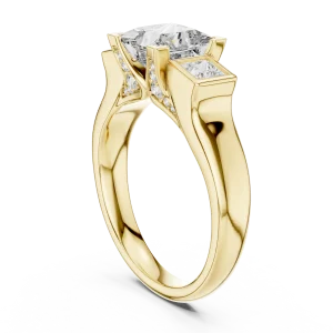 Symmetry Princess Cut Geometric Three Stone Solitaire Ring - Image 3