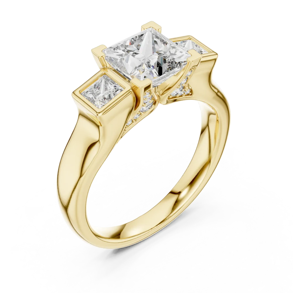 Discover the bold geometry of this three-stone ring, featuring exquisite DIAMEUR lab-grown diamonds. A modern classic for your collection. Buy now!