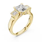 Architectural Princess Cut Three-Stone Statement Ring