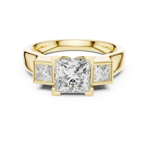 Architectural Princess Cut Three-Stone Statement Ring - Image 2