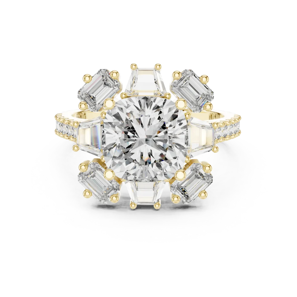 Luminary Cushion Cut Architectural Statement Solitaire Ring - Image 2