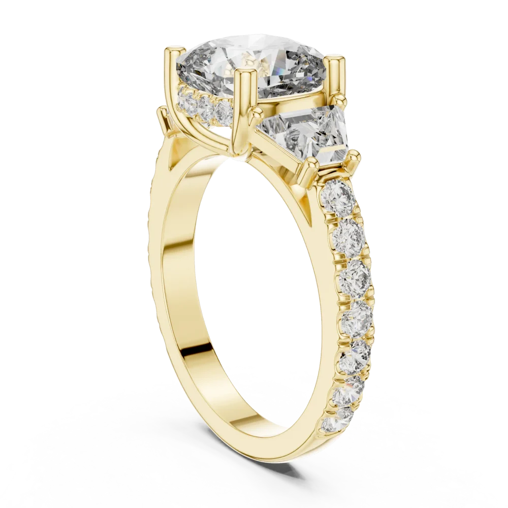 Ethereal Cushion Cut Three Stone Diamond Statement Ring - Image 3