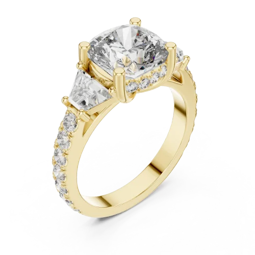 Ethereal Cushion Cut Three Stone Diamond Statement Ring