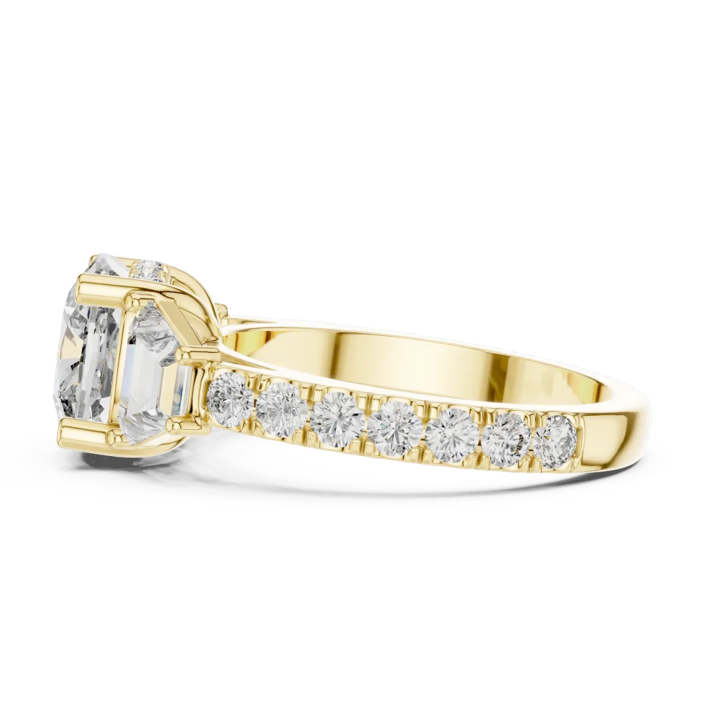 Ethereal Cushion Cut Three Stone Diamond Statement Ring - Image 4