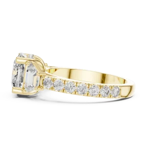 Ethereal Cushion Cut Three Stone Diamond Statement Ring - Image 4
