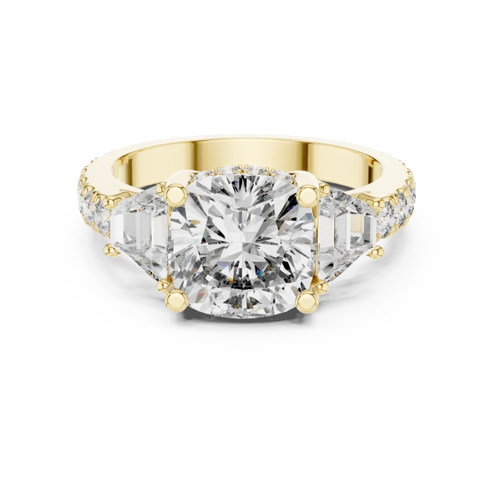 Ethereal Cushion Cut Three Stone Diamond Statement Ring - Image 2
