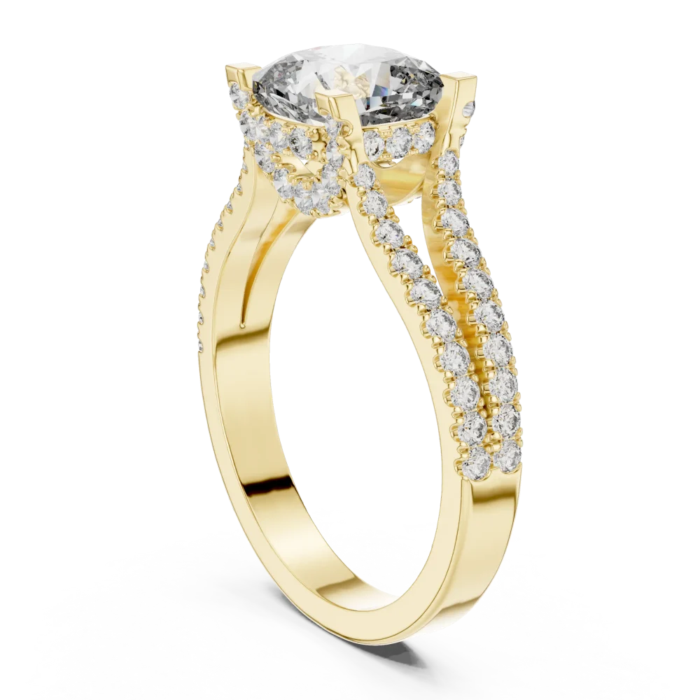 Ethereal Cushion Cut Pavé-Set Split Shank Solitaire Ring - Image 3