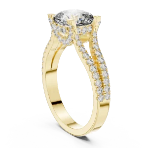 Ethereal Cushion Cut Pavé-Set Split Shank Solitaire Ring - Image 3