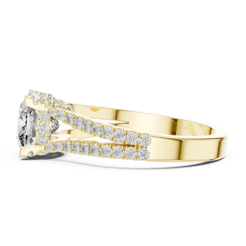 Ethereal Cushion Cut Pavé-Set Split Shank Solitaire Ring - Image 4