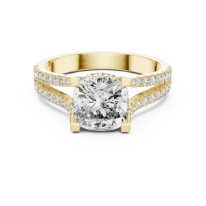Ethereal Cushion Cut Pavé-Set Split Shank Solitaire Ring - Image 2