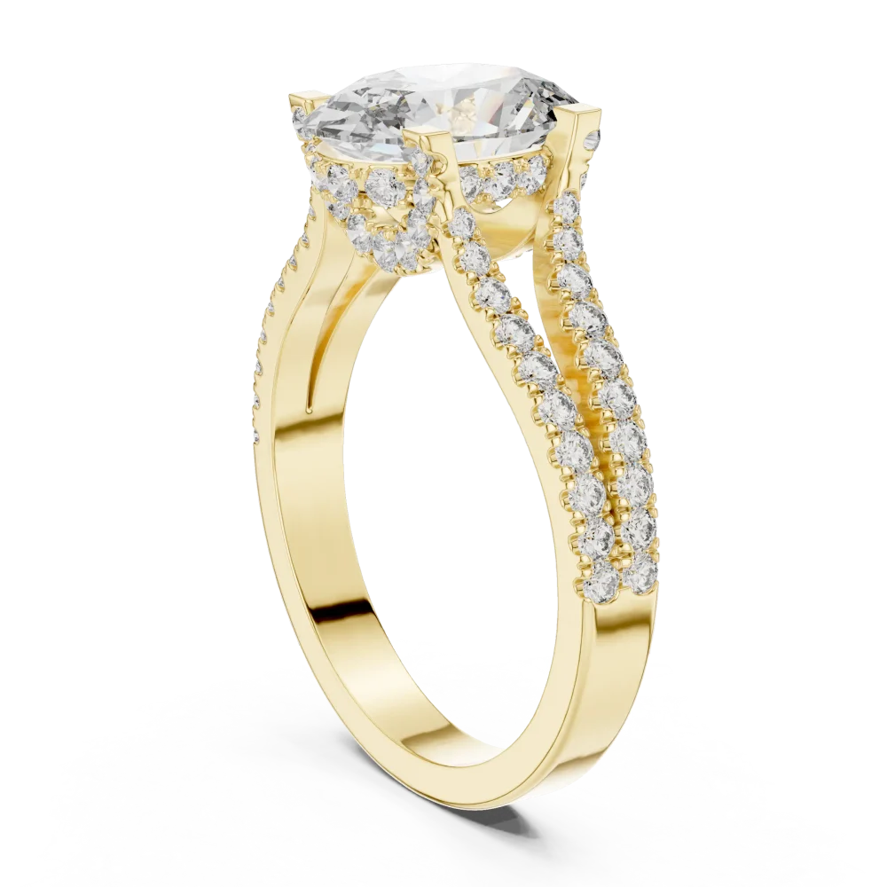 Luminary Oval Cut Split Shank Pavé-Set Solitaire Ring - Image 3
