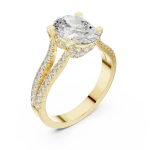 Luminary Oval Cut Split Shank Pavé-Set Solitaire Ring