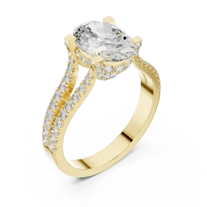 Luminary Oval Cut Split Shank Pavé-Set Solitaire Ring