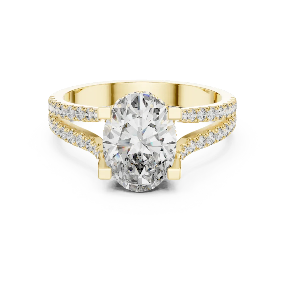 Luminary Oval Cut Split Shank Pavé-Set Solitaire Ring - Image 2