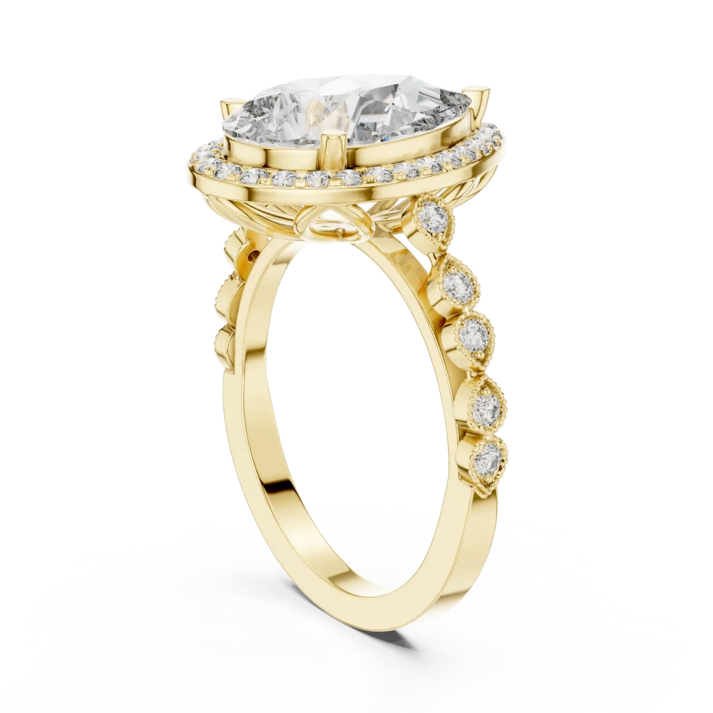 Ethereal Pear Cut Halo Solitaire Ring - Image 3