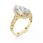 Ethereal Pear Cut Halo Solitaire Ring