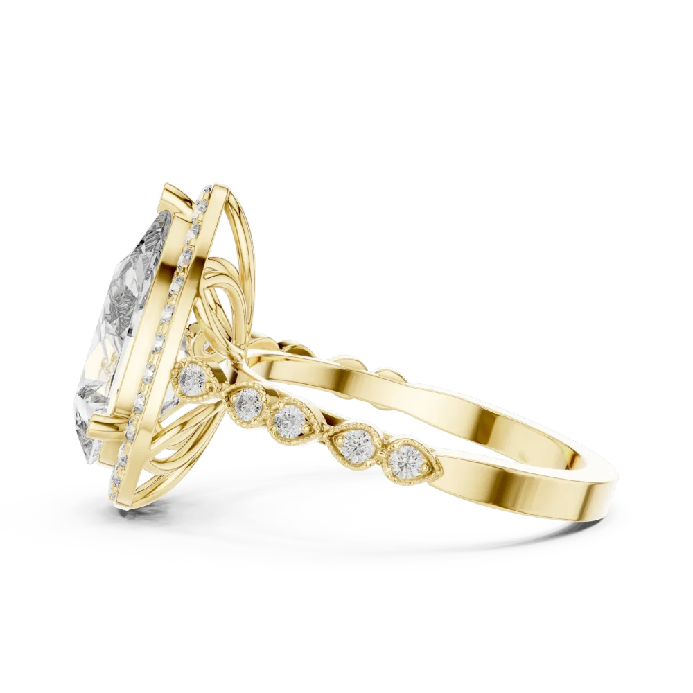 Ethereal Pear Cut Halo Solitaire Ring - Image 4