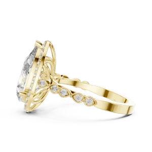 Ethereal Pear Cut Halo Solitaire Ring - Image 4