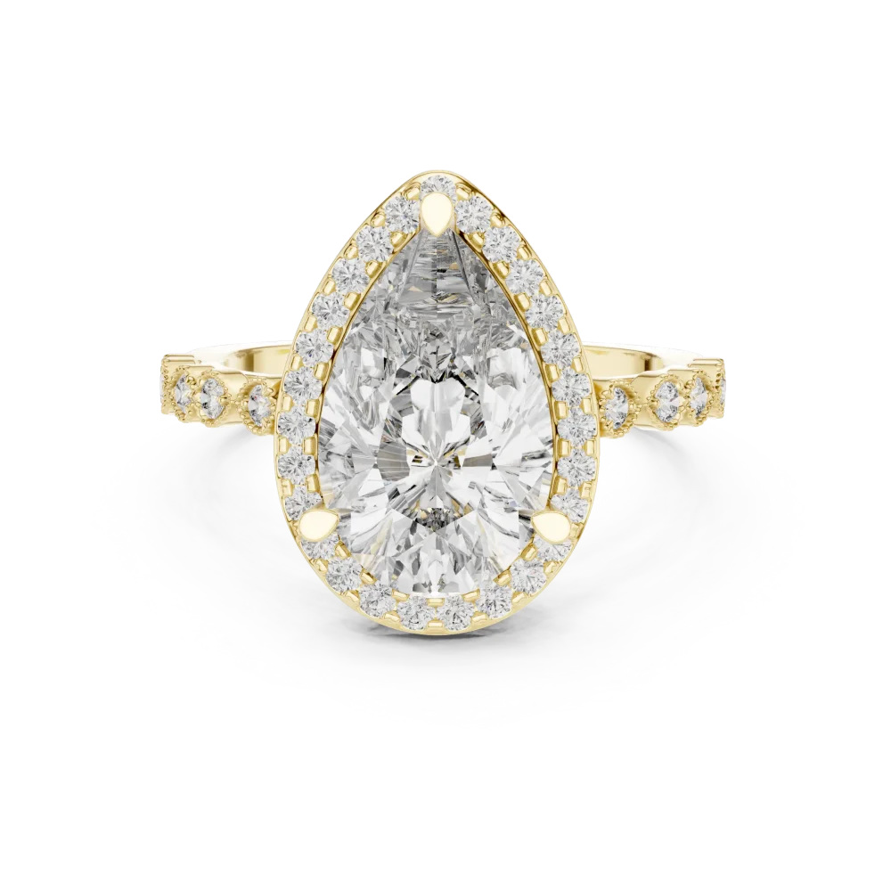 Ethereal Pear Cut Halo Solitaire Ring - Image 2