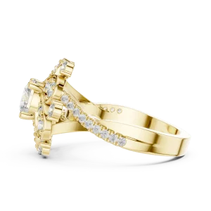 Ethereal Round Brilliant Floral Halo Solitaire Cocktail Ring - Image 4
