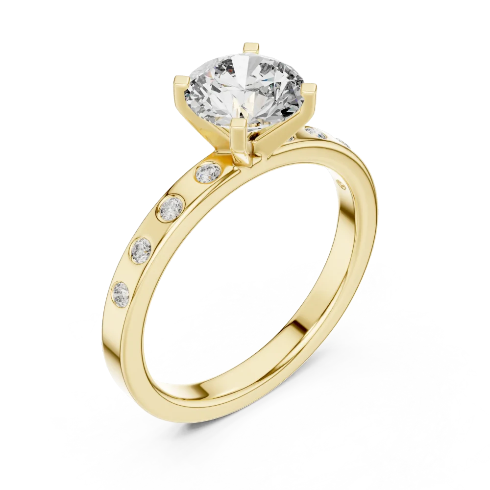 Discover the radiant beauty of our pavé-set solitaire ring, featuring a brilliant DIAMEUR diamond. Elevate your collection with this modern classic.