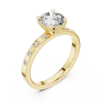 Luminary Round Brilliant Pavé-Set Modern Solitaire Ring