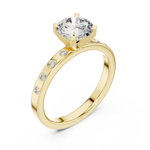 Luminary Round Brilliant Pavé-Set Modern Solitaire Ring