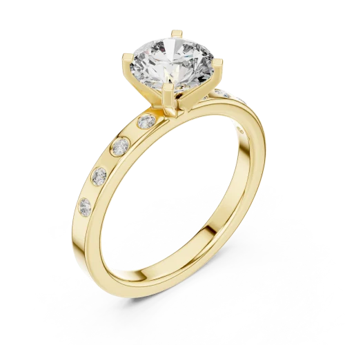 Luminary Round Brilliant Pavé-Set Modern Solitaire Ring