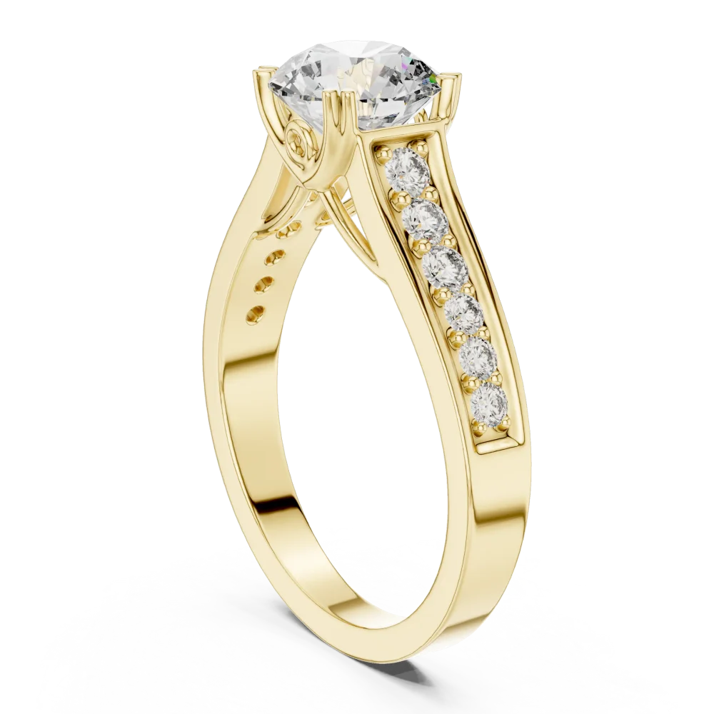 Luminary Round Brilliant Pavé-Set Solitaire Engagement Ring - Image 3